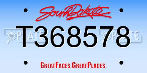 T368578 South Dakota License Plate