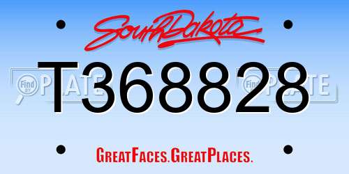 T368828 South Dakota License Plate
