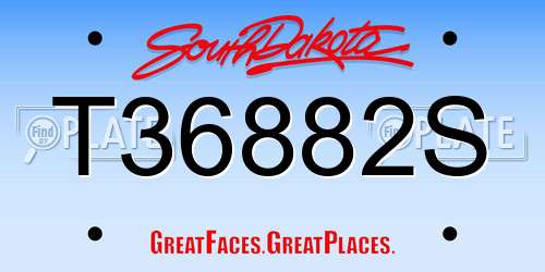 T36882S South Dakota License Plate