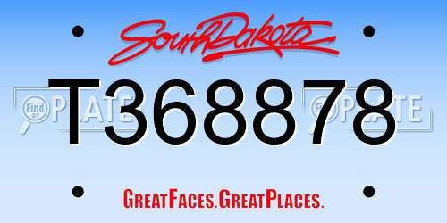 T368878 South Dakota License Plate