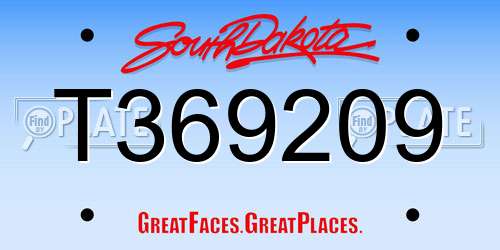 T369209 South Dakota License Plate