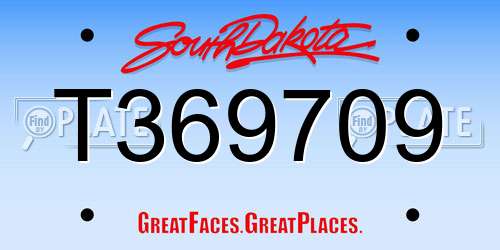 T369709 South Dakota License Plate
