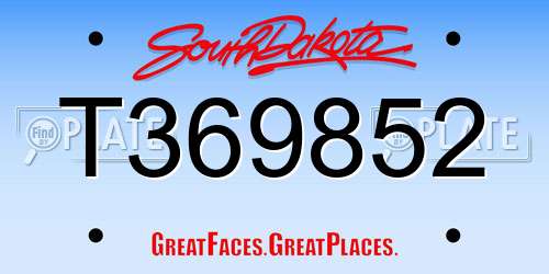 T369852 South Dakota License Plate