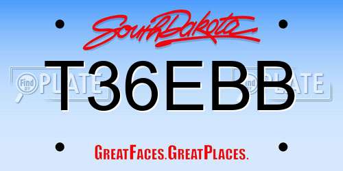 T36EBB South Dakota License Plate