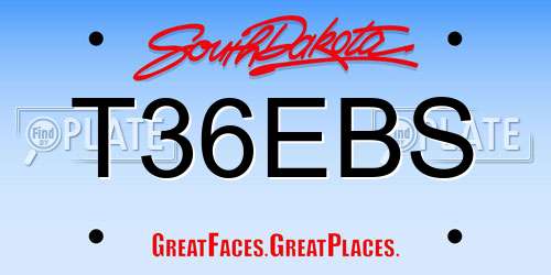 T36EBS South Dakota License Plate