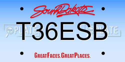 T36ESB South Dakota License Plate