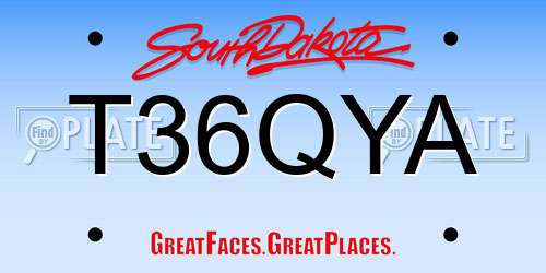 T36QYA South Dakota License Plate