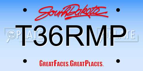 T36RMP South Dakota License Plate