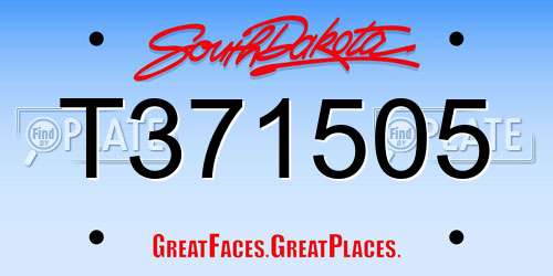 T371505 South Dakota License Plate