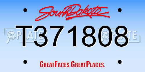 T371808 South Dakota License Plate