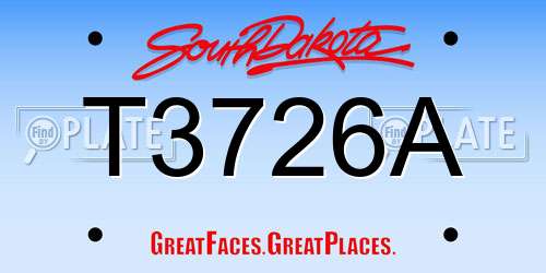 T3726A South Dakota License Plate