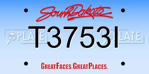 T3753I South Dakota License Plate