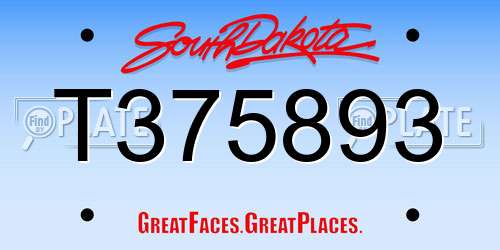 T375893 South Dakota License Plate
