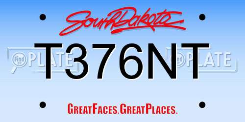 T376NT South Dakota License Plate