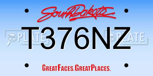 T376NZ South Dakota License Plate