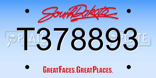 T378893 South Dakota License Plate