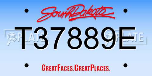 T37889E South Dakota License Plate