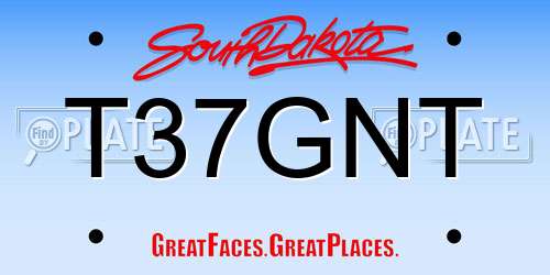 T37GNT South Dakota License Plate