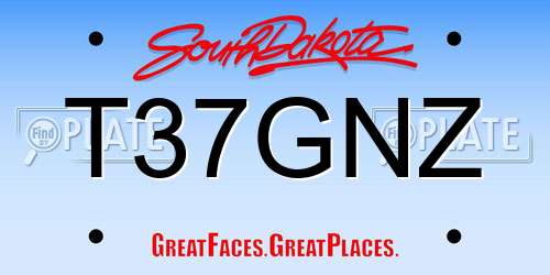 T37GNZ South Dakota License Plate