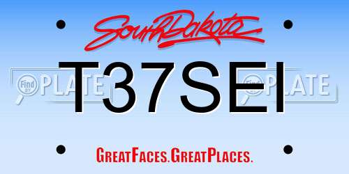 T37SEI South Dakota License Plate