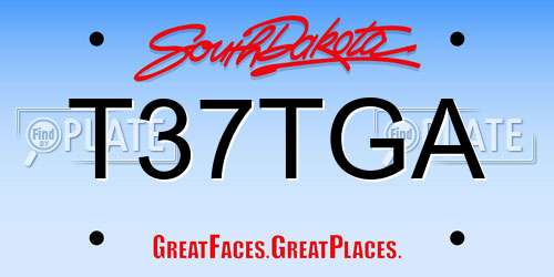 T37TGA South Dakota License Plate