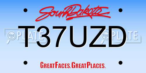 T37UZD South Dakota License Plate