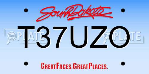 T37UZO South Dakota License Plate