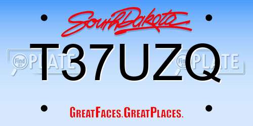 T37UZQ South Dakota License Plate