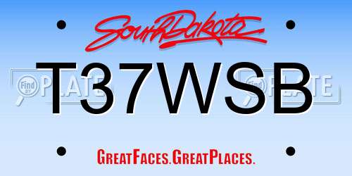 T37WSB South Dakota License Plate