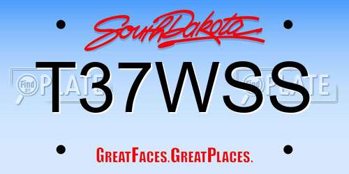 T37WSS South Dakota License Plate