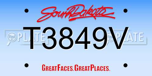 T3849V South Dakota License Plate