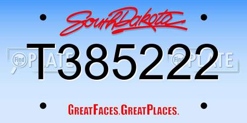 T385222 South Dakota License Plate