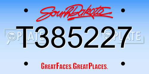 T385227 South Dakota License Plate