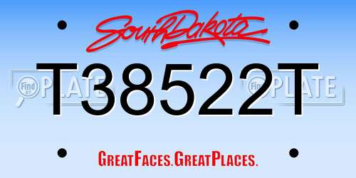 T38522T South Dakota License Plate