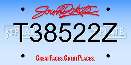 T38522Z South Dakota License Plate