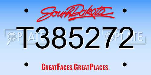 T385272 South Dakota License Plate