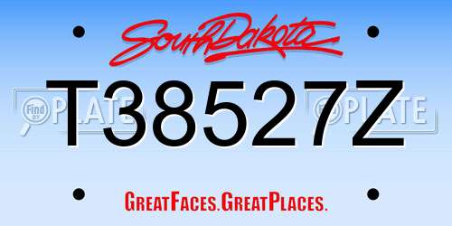 T38527Z South Dakota License Plate
