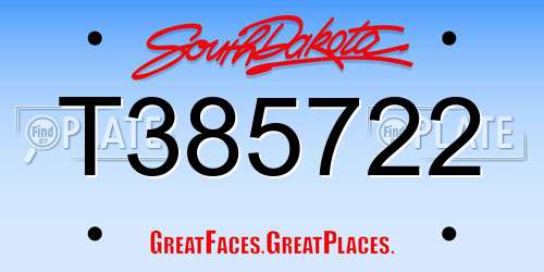 T385722 South Dakota License Plate