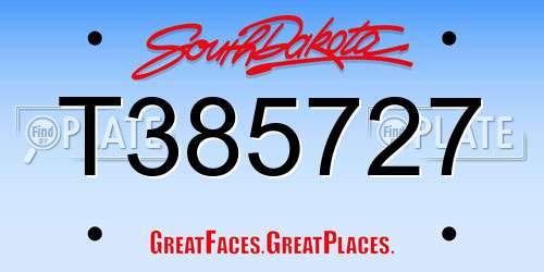 T385727 South Dakota License Plate