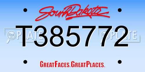 T385772 South Dakota License Plate