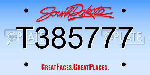 T385777 South Dakota License Plate