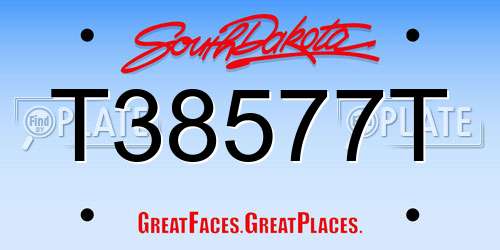 T38577T South Dakota License Plate