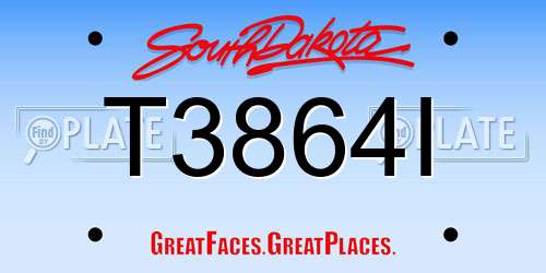 T3864I South Dakota License Plate