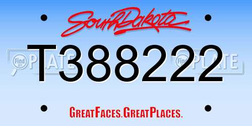 T388222 South Dakota License Plate