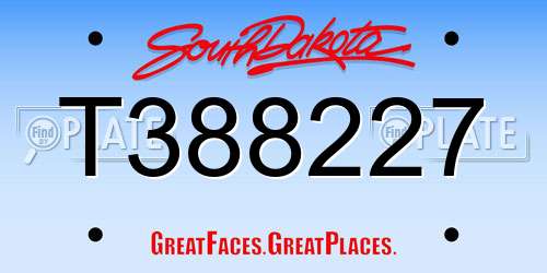 T388227 South Dakota License Plate