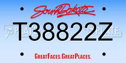 T38822Z South Dakota License Plate