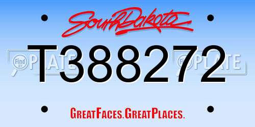 T388272 South Dakota License Plate