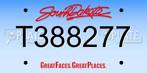 T388277 South Dakota License Plate