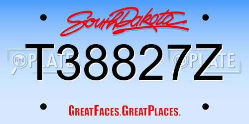 T38827Z South Dakota License Plate