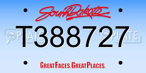 T388727 South Dakota License Plate